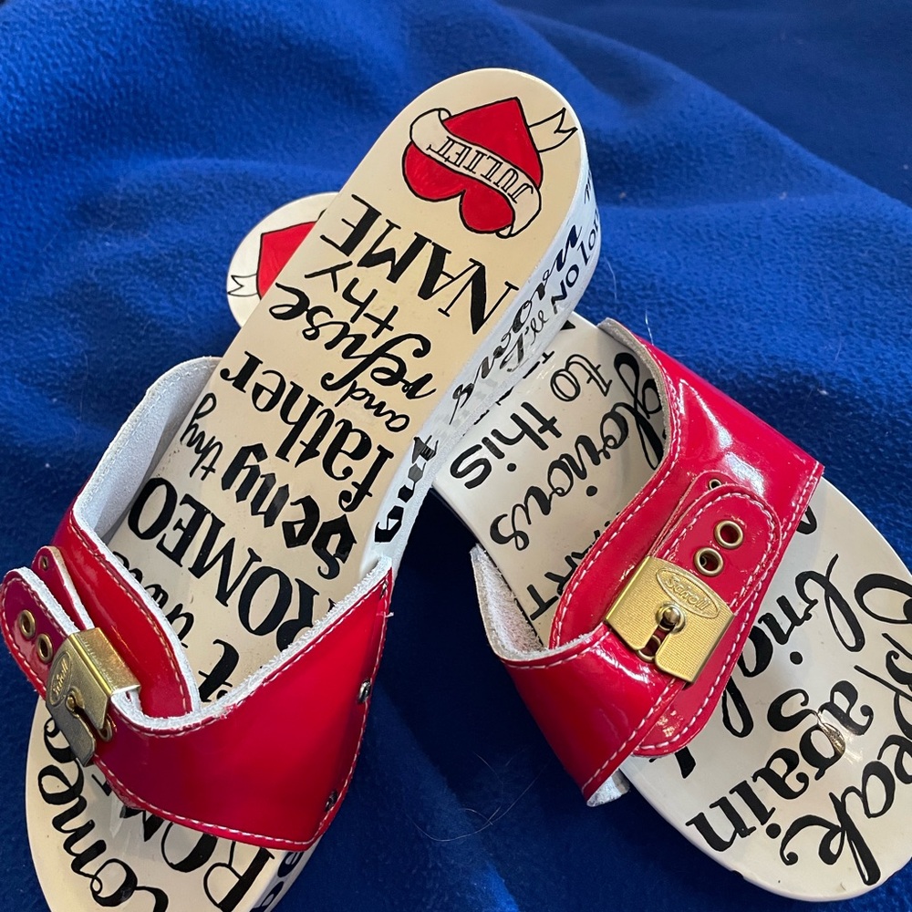 Dr. Scholl's Red Mules with Graphic Insole